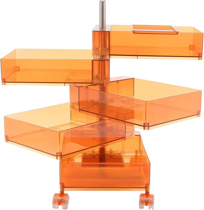 5 Tier Storage Cabinet, 360° Rotating Sofa Side Cabinet, Mobile Bedside Table - Image 9