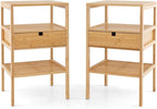 Giantex Bamboo Nightstands Set of 2, Wood Side Tables by Giantex