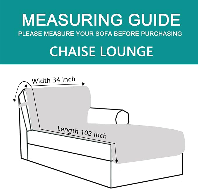 U-NICE HOME Sectional Couch Cover Chaise Lounge Cover, Huntergreen/Sage | - Image 4
