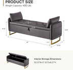 65" End of Bed Storage Bench, Modern Storage Benches - Image 2