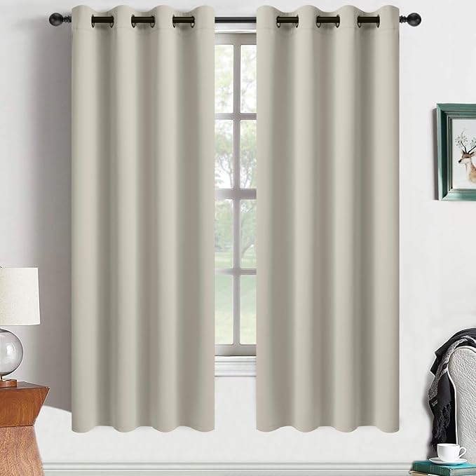 Yakamok Room Darkening Curtains 52x63 inch Length Stone-Living Room | 2 panels by Yakamok