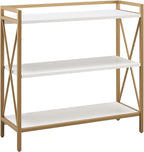 Leick Home Claudette Bookshelf, Satin Gold, 3 Shelves, Easy Assembly, 12 in D x by LeickFurniture
