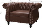 ORRD 2 Piece Living Room Set, Chesterfield Leather Sofa Couch Chair - Image 3