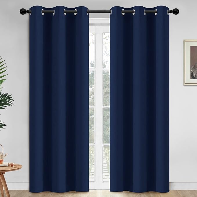 Yakamok Room Darkening Curtains 42x84 inch Length Navy Blue-Living Room | 2 by Yakamok