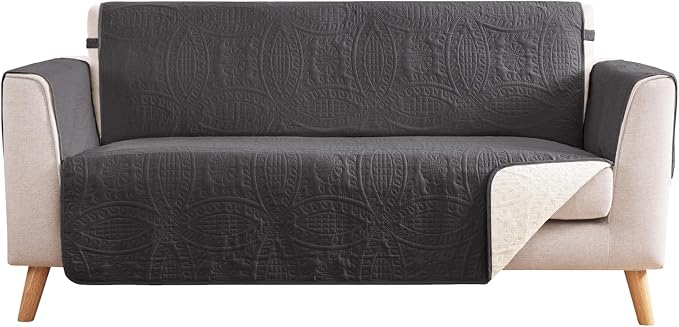 Soft Gray Loveseat Covers for 2 Cushion Couch, Water-Repellent Slip Covers for by Pamhaven