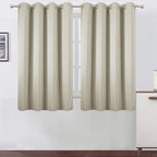 Blackout Curtains 66 x 54 Inch Long Light Beige Curtains Set of 2 Panels Room by Lemomo