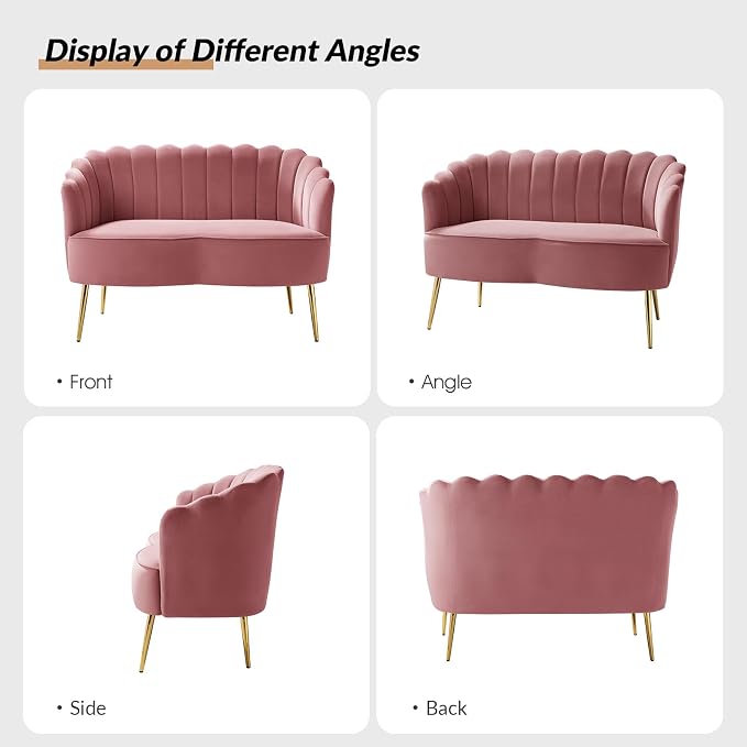 HULALA HOME Modern Velvet Loveseat Sofa - Image 5
