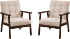Bonzy Home Fabric Mid-Century Modern Accent Chair Set of 2, Upholstered Armchair - Image 7