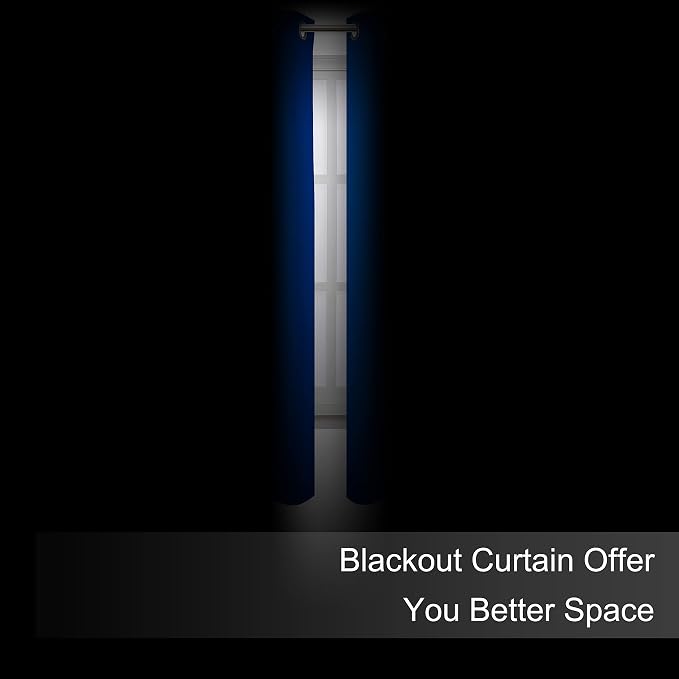 Royal Blue Thermal Blackout Curtains/52 x 54 Inch/Set of 2 Panels Room - Image 3