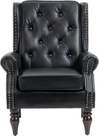 Mid-Century Wingback Chairs Set of 2, Faux Leather Accent Chairs Armchair - Image 8