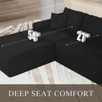 96" L Shaped Modular Sectional Sofa, Boneless Cloud Couch - Image 3