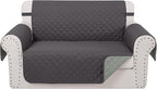 Reversible Loveseat Couch Sofa Covers, Dark Grey | Loveseat Covers by LuxshareHome
