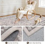 Area Rugs 9x12 Living Room: Bedroom Washable Carpet Beige & Grey | Large - Image 4