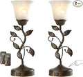 Set of 2 Touch Farmhouse Bedroom Table Lamps, Nightstand Vintage Flower Lamps by RORIANO
