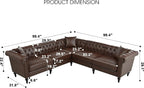 KEIKI 99" L-Shaped Luxury PU Leather Chesterfield Sectional Sofa - Image 2