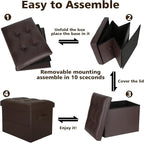 BelugaHelper Storage Ottoman Foot Rest Stool, Foldable Leather Footstool - Image 7