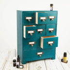 Apothecary Cabinet with 9 Drawers & Labels Rustic Library Card Catalog Cabinet - Image 2