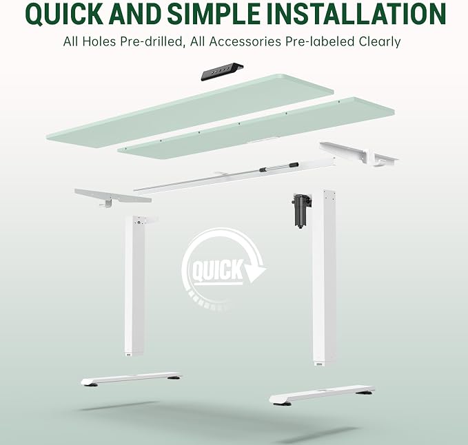 Veken 55 Inch Large Electric Standing Desk, 4 Memory Heights Adjustable - Image 4