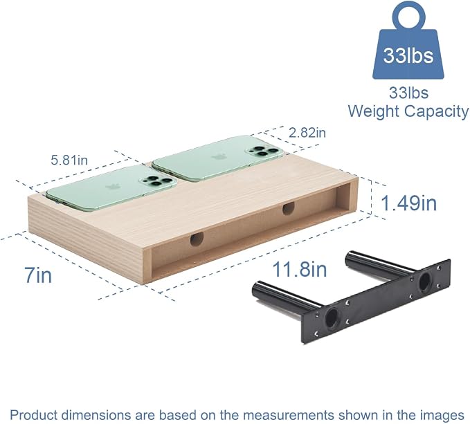 Floating Shelves, Oak Wooden Set of 3 Wall Mounted Bathroom Shelves Over Toilet - Image 3