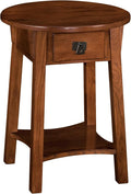 Leick Home Mission End Table, Solid Wood, 18 in. Round, 1 Storage Drawer by LeickFurniture