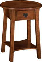 Leick Home Mission End Table, Solid Wood, 18 in. Round, 1 Storage Drawer by LeickFurniture