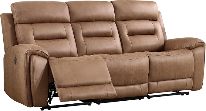 ANJ Power Oversized Reclining Sofa Couch, Breathable Faux Leather 3-Seater - Image 8