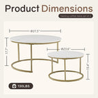 Otterease Nesting Tables Set of 2, 31.5" Round Coffee Table, Small Nesting - Image 2