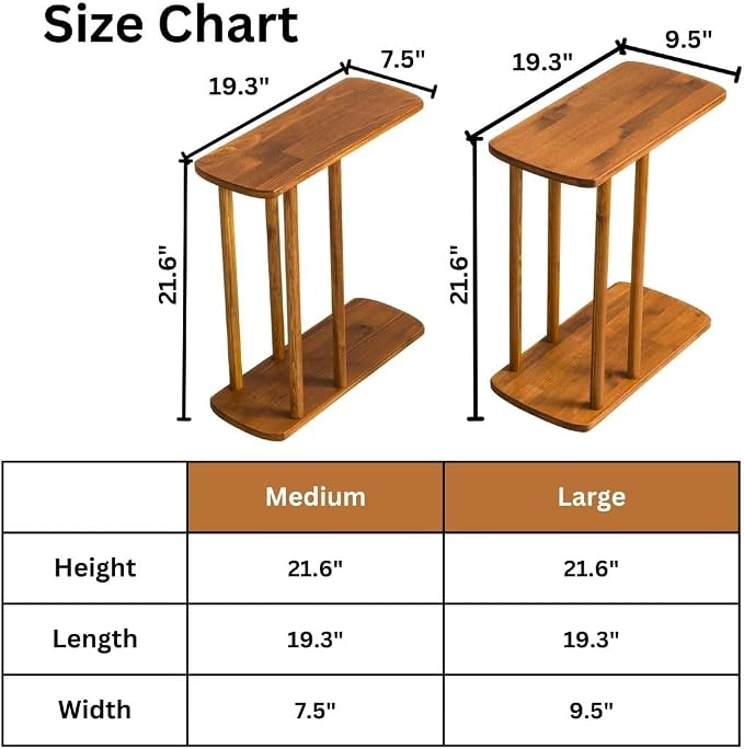C-Shaped Solid Wood End Table, Side Table - Image 2