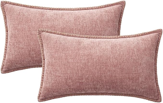 MIULEE Decorative Lumbar Throw Pillow Covers 12x20 Inch Blush Pink 2 Pack | - Image 6