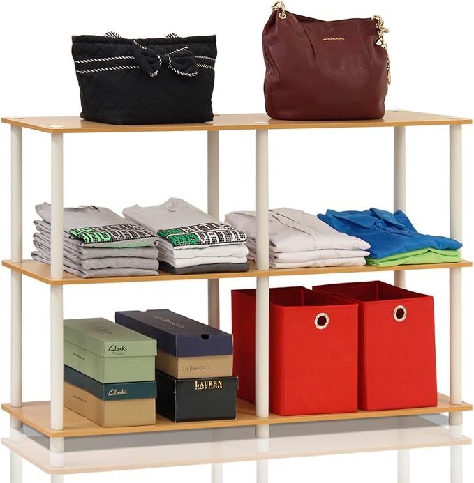 Furinno TURN-N-TUBE Storage Shelves, 3-Tier 47.4 Wide Book Shelf, Corner Shelf - Image 4