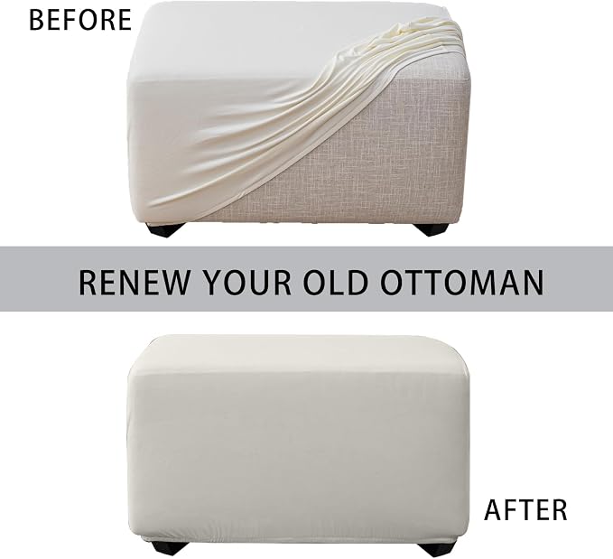 Super Stretch Ottoman Cover- Soft Form Fit Ottoman Cover Rectangular Ottoman - Image 4
