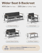 Outdoor Aluminum Loveseat, Modern Patio Patio Furniture - Image 7
