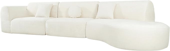 Merax 140" Curved Polyester Sectional Sofa Set, Modern Cloud Couch - Image 7