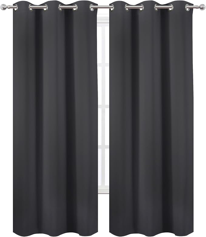 Dark Grey Thermal Blackout Curtains/42 x 95 Inch/Set of 2 Panels Room Darkening - Image 2