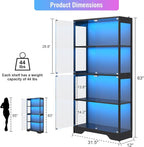 knoworld Display Cabinet with Glass Doors, 4-Tier Glass Display Case with 15mm - Image 2