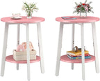 sthmec Side Table Set of 2, Small Round End Table by Unknown