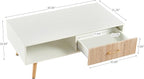 Coffee Table with Storage, Mid Century Boho Wood Center Table with Open Storage - Image 2