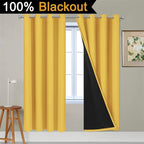 Yakamok Mustard Yellow Blackout Curtains Panels 72 Inches Long, 2 Thick Layers - Image 2