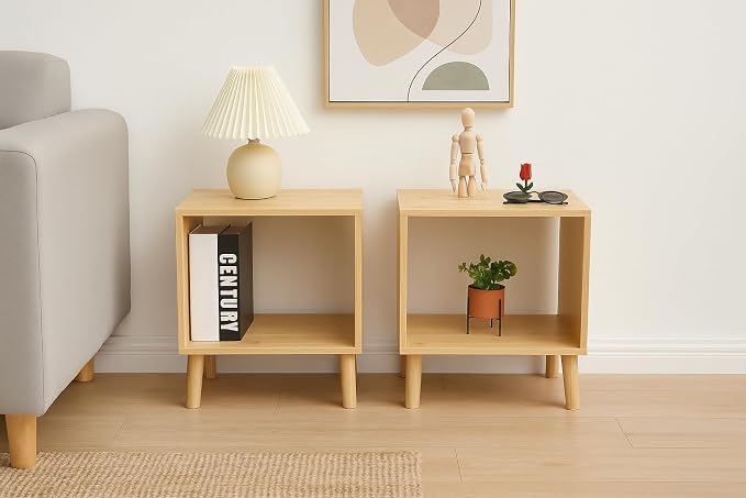 Bamboo Coffee Table Set of 2 – Modern End Tables - Image 2