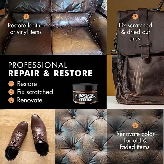 FORTIVO Leather Recoloring Balm, Color Restorer, Scratch Remover, Couch Paint - Image 4