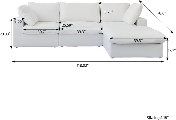JACH 120" L Shape Cloud Modular Couches - Image 2