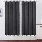 Blackout Curtains 66 x 72 Inch Long Dark Grey Curtains Set of 2 Panels Room by Lemomo