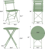 3-Piece Folding Bistro Set, Outdoor Patio Furniture Set - Image 2