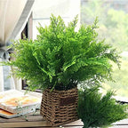CATTREE Artificial Fern Shrubs, Plastic Boston Leaves Bushes Green Grass Fake Plants for Indoor Outdoor Garden Verandah Kitchen Office Party Table Centerpieces Wedding Christmas Decoration - 4 Pack - Image 2