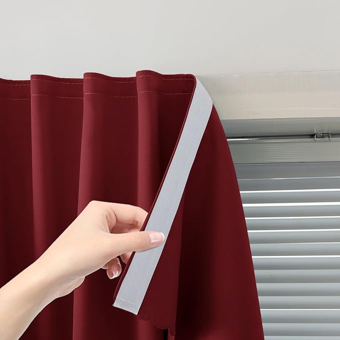 Self Adhesive Curtains, Stick Curtain Blackout Shades Window Cover Curtains by Sovtfides