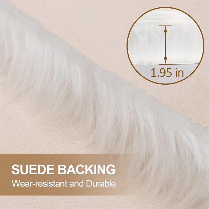 Sheepskin Faux Fur Rug, 2x3 White Fur Rug - Image 5