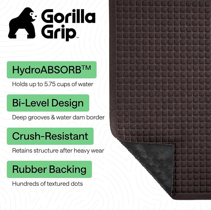 GORILLA GRIP® Ultra Absorbent Front Door Mat Outside Entrance 35x23, Traps Dirt - Image 3