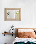 Rectangle Mirror Retro Wooden Wall-Mounted Mirrors Farmhouse Bedroom Bathroom - Image 5