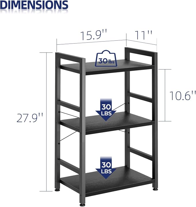 NUMENN 3 Tier Slim Bookshelf, Bookcase Shelf Storage Organizer, Modern Book - Image 3