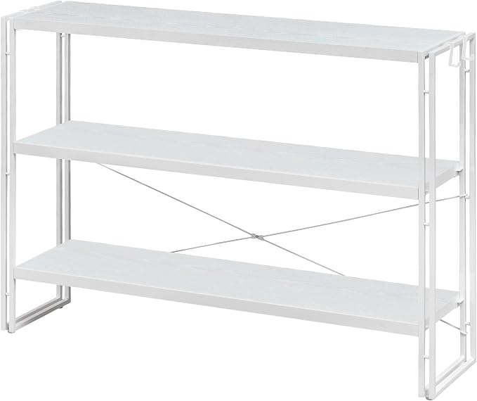 HCHQHS Bookshelf, 3-Tier Industrial Bookcase, Freestanding Horizontal by HCHQHS